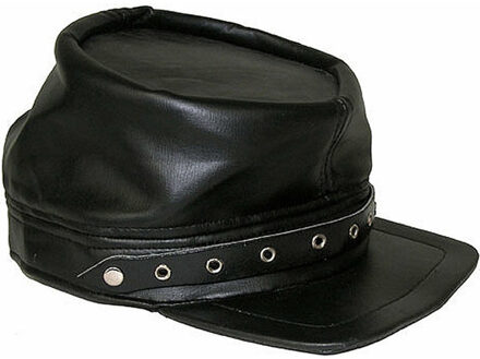 Funny Fashion Biker/rocker verkleed pet - kunstleer - zwart - volwassenen