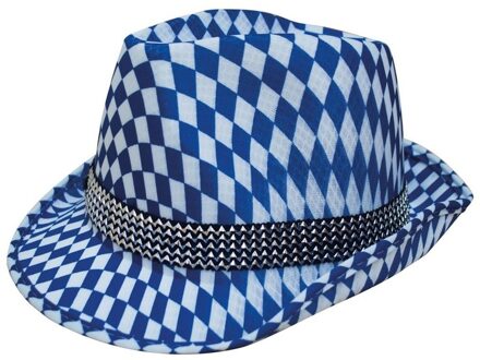 Funny Fashion Blauw/wit Beieren hoedje voor volwassenen - Oktoberfest/bierfeest feesthoeden - Alpenhoedje Multi