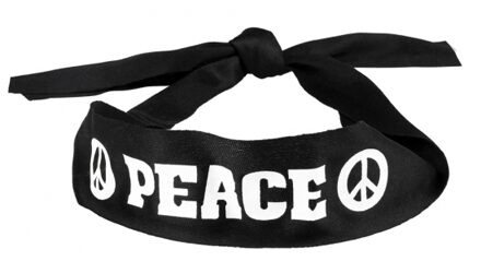Funny Fashion Boland Flower power hoofdband - zwart - carnaval - hippie stijl