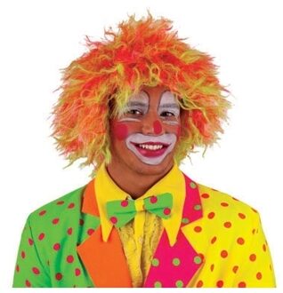 Funny Fashion Carnaval Clownspruik - Neon kleuren - volwassenen - warrige haren Multi