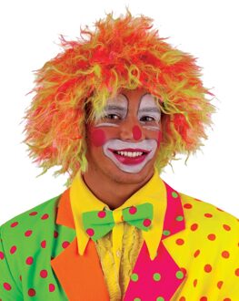 Funny Fashion Carnaval Clownspruik - Neon kleuren - volwassenen - warrige haren