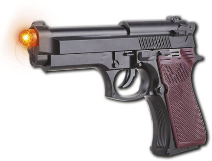 Funny Fashion Carnaval Pistool - zwart/bruin - kunststof - Politie / soldaten thema - Verkleed speelgoed wapens