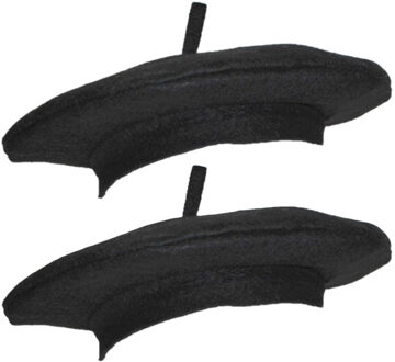 Funny Fashion carnaval verkleed baret hoed - 8x - Fransman - zwart - volwassenen