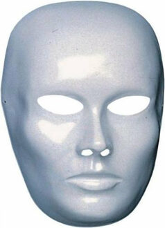Funny Fashion Carnaval verkleed blanco gezicht masker heren - wit - plastic - beschilderbaar