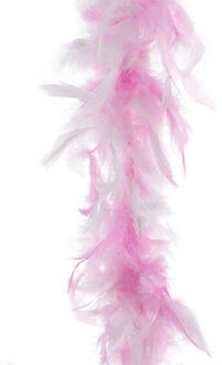Funny Fashion Carnaval verkleed boa met veren - wit/roze - 200 cm - 45 gram - Glitter and Glamour