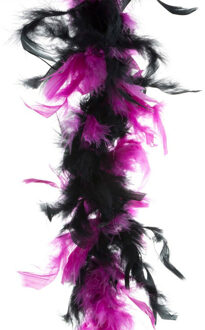Funny Fashion Carnaval verkleed boa met veren - zwart/roze - 200 cm - 45 gram - Glitter and Glamour