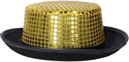 Funny Fashion Carnaval verkleed bolhoed - goud- glitter - volwassenen - foute party