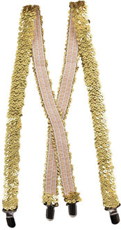 Funny Fashion Carnaval verkleed bretels - pailletten goud - volwassenen/heren/dames - foute party?- accessoires