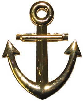 Funny Fashion Carnaval verkleed broche/speld maritiem anker - goud - 7 cm - Kapitein/Matroos accessoires Goudkleurig