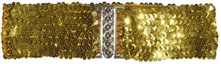 Funny Fashion Carnaval verkleed dames riem - goud pailletten - 108 x 8 cm - kunststof - glitter