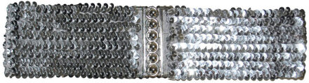 Funny Fashion Carnaval verkleed dames riem - zilver pailletten - 108 x 8 cm - kunststof - glitter
