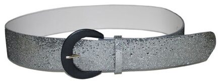 Funny Fashion Carnaval verkleed glitter riem - zilver - lengte 110 cm - accessoires - volwassenen