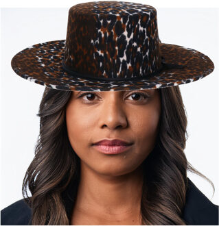 Funny Fashion Carnaval verkleed hoed pooier/pimp - panterprint - bruin - volwassenen