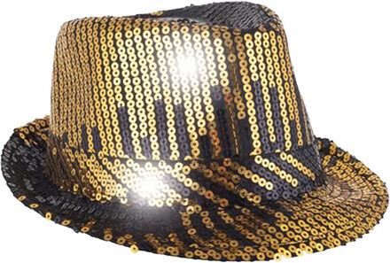 Funny Fashion Carnaval verkleed hoedje voor diverse thema's - goud glitter - zwart verloop - volwassenen