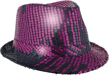 Funny Fashion Carnaval verkleed hoedje voor diverse thema's - roze glitter