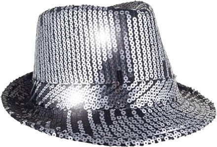 Funny Fashion Carnaval verkleed hoedje - zilver glitter - zwart verloop - volwassenen - voor diverse thema's