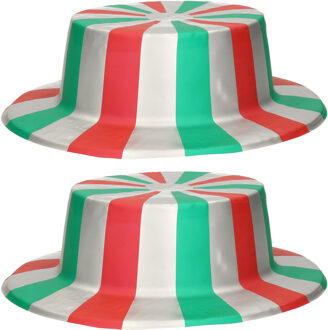 Funny Fashion Carnaval verkleed Italiaanse vlag hoed - 4x - voor volwassenen - thema artikelen