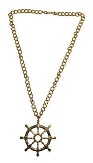Funny Fashion Carnaval verkleed ketting - Gouden stuurwiel - kapitein / matroos - sieraden - matrozen - zeeman Goudkleurig