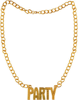Funny Fashion Carnaval/verkleed ketting "Party" - goud - accessoire?- kunststof - pooier/gangster/rapper Goudkleurig