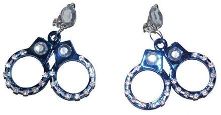 Funny Fashion Carnaval verkleed oorbellen met handboeien - politie/boeven thema Multi