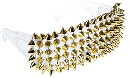 Funny Fashion Carnaval/verkleed party bril met studs - goud/wit - volwassenen - foute party