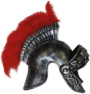 Funny Fashion Carnaval verkleed Romeinse Officier helm - kunststof - volwassenen - soldaten Zilver