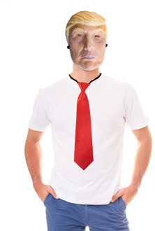 Funny Fashion Carnaval verkleed set Donald Trump - masker en stropdas - volwassenen - Amerikaanse President