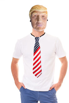 Funny Fashion Carnaval verkleed set Donald Trump - masker en stropdas - volwassenen - Amerikaanse President