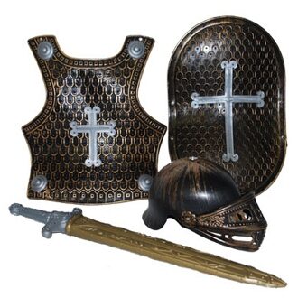 Funny Fashion Carnaval verkleed speelgoed Ridder set - kinderen - brons - 4-delig - kunststof Multi