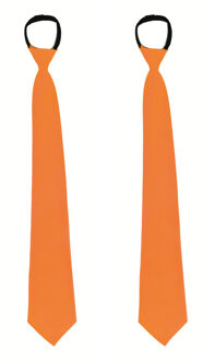 Funny Fashion Carnaval verkleed stropdas - 2x - neon oranje - volwassene - verkleedthema