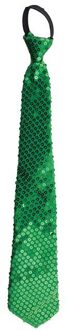 Funny Fashion Carnaval verkleed stropdas met glitter pailletten - groen - polyester - heren/dames