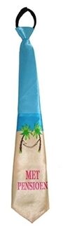 Funny Fashion Carnaval verkleed Stropdas met pensioen - blauw - 45 cm - Verkleedstropdassen Multikleur
