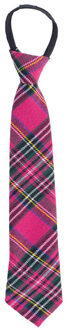 Funny Fashion Carnaval verkleed stropdas met Schotse tartan ruit patroon - roze - polyester - heren/dames