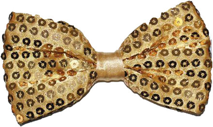 Funny Fashion Carnaval verkleed vlinderstrikje met glitter pailletten - goud - polyester - heren/dames