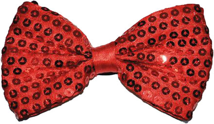 Funny Fashion Carnaval verkleed vlinderstrikje - met glitter pailletten - rood - polyester - heren/dames
