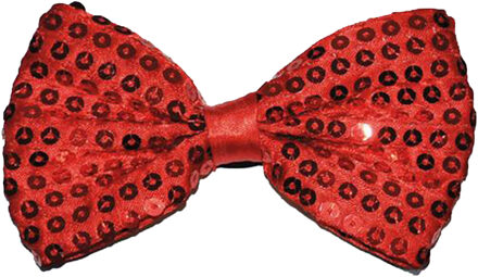 Funny Fashion Carnaval verkleed vlinderstrikje met glitter pailletten - rood - polyester - heren/dames