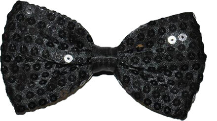 Funny Fashion Carnaval verkleed vlinderstrikje met glitter pailletten - zwart - polyester - heren/dames