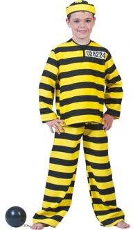 Funny Fashion Carnaval verkleedkleding boevenpak - geel/zwart - voor kinderen 104