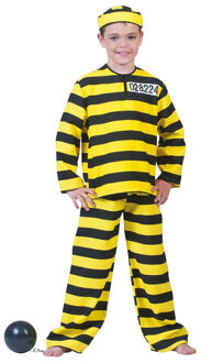 Funny Fashion Carnaval verkleedkleding boevenpak - geel/zwart - voor kinderen - Boef 116