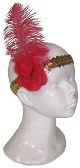 Funny Fashion Charleston hoofdbanden goud/rood Goudkleurig
