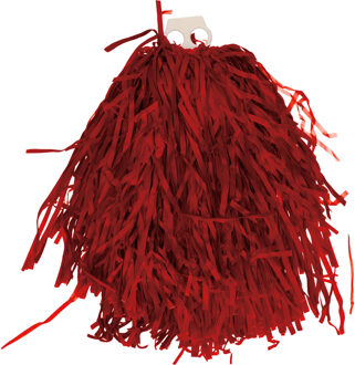 Funny Fashion Cheerballs/pompoms - 1x - rood - met franjes en ring handgreep - 28 cm
