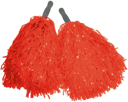 Funny Fashion Cheerballs - set 2x - rood - pompoms - franjes en handgreep - 25 cm
