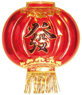 Funny Fashion Chinese wanddecoratie schild - 54 x 60 cm - Chinees feest thema versiering - rood - kunststof