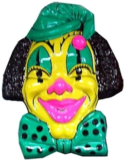 Funny Fashion Clown wanddecoratie bord - 60 cm - groen - carnava;l versiering - kunststof Multi