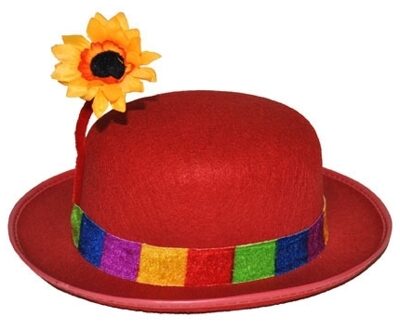 Funny Fashion Clowns carnaval verkleed hoedje met bloem voor volwassenen