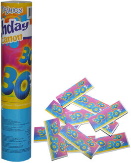 Funny Fashion confetti shooter/kanon - verjaardag 30 jaar - papier - multi kleuren - 20 cm - Confetti Multikleur
