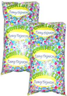 Funny Fashion Confetti snippers van papier - 2x - multi colours mix - 500 gram zakje - feestartikelen/versieringen