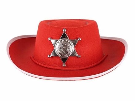 Funny Fashion Cowboy/sheriff hoed - rood - kinderen - carnaval