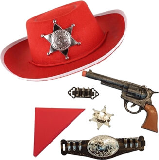 Funny Fashion Cowboy verkleedset voor kinderen - met cowboyhoed - Carnaval verkleden - Accessoires