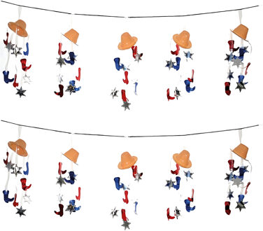 Funny Fashion Cowboy/Western feest thema slinger met cowboy laarzen - 2x - 365 cm - Feestartikelen/versiering